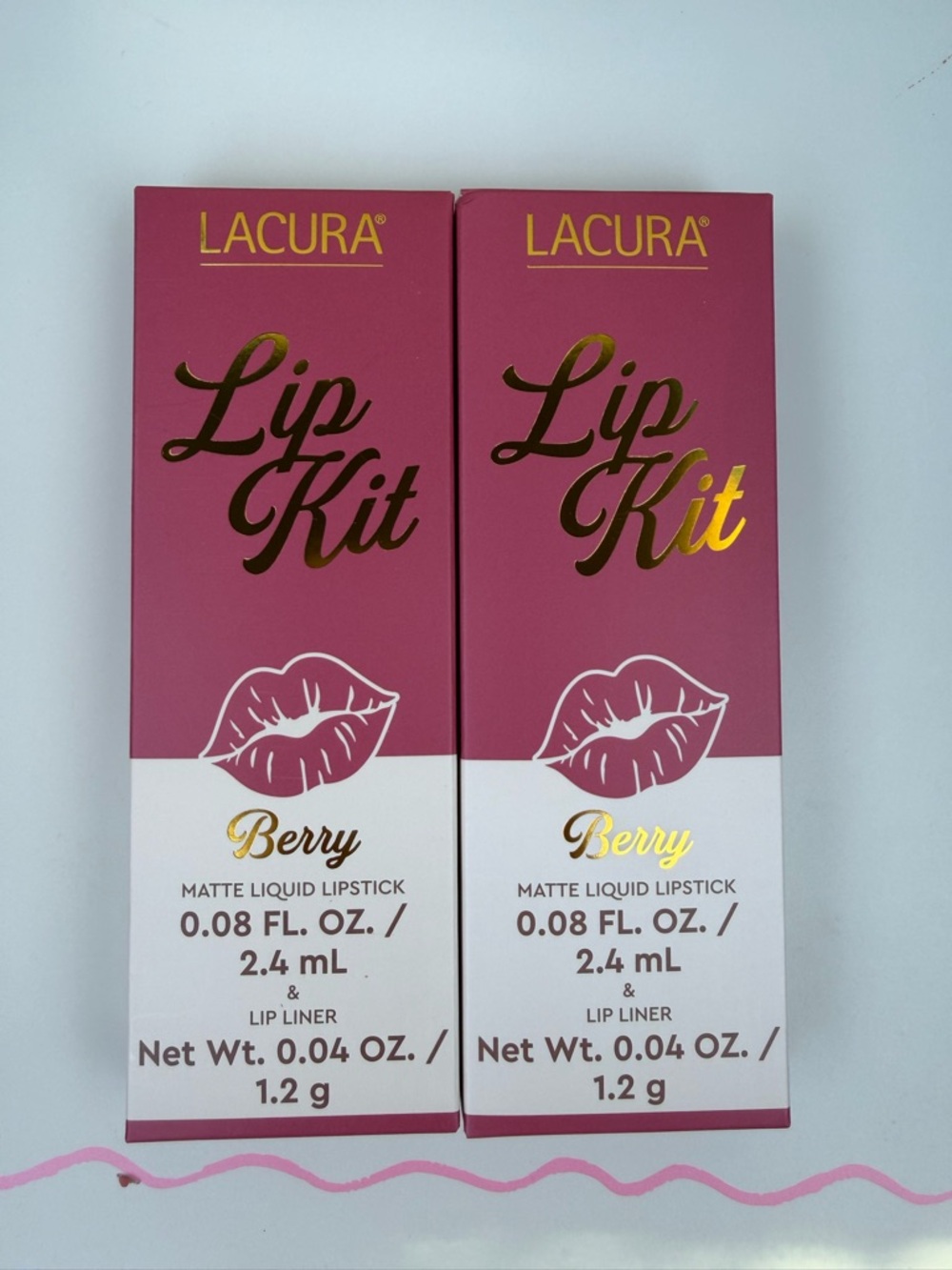 LaCura Berry Matte Liquid Lipstick & Liner Lip Kit Set of 2